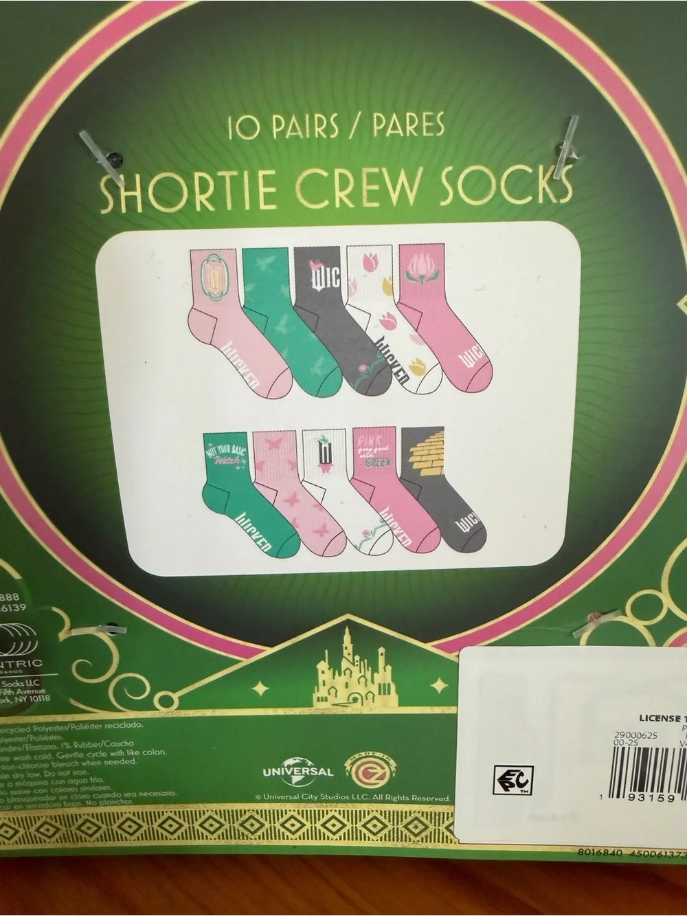 Universal Wicked Shortie Crew Socks - Teal & White